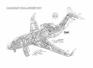 Bombardier Framed Print Collection: Bombardier Challenger 601 Cutaway Drawing