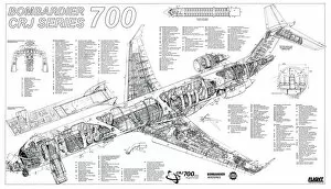 Bombardier Canvas Print Collection: Bombardier CRJ700 Cutaway Poster