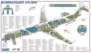 Bombardier Canvas Print Collection: Bombardier CRJ900 Cutaway Poster