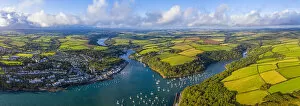 Gavin Hellier Collection: Aerial view over Fowey, Cornwall, England