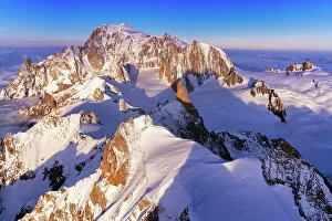 Related Images Fine Art Print Collection: Aerial view of Mont Blanc during sunrise, Courmayeur, Aosta Valley, Italy