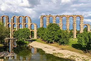 Ciconia Ciconia Collection: Aqueduct of Miracles (Acueducto de los Milagros) over the Albarregas river, Merida, Extremadura