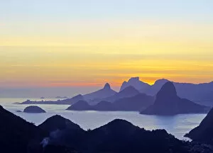 Niteroi Collection: Brazil, State of Rio de Janeiro, Sunset over Rio de Janeiro viewed from Parque da