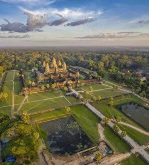 Tropical Beach Collection: Cambodia, Siem Reap, aerial view of Angkor Wat Complex (Unesco Site)