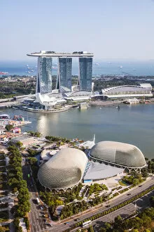 Marina Bay Sands Collection: Elevated view of Marina Bay Sands at daytime, Singapore