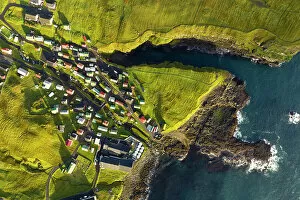 Typical House Collection: Gjogv during an autumn day, Eysturoy, Faroe Island, Denmark