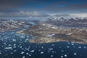 Danish Territory Collection: Greenland, Qaqortoq, aerial view of floating ice