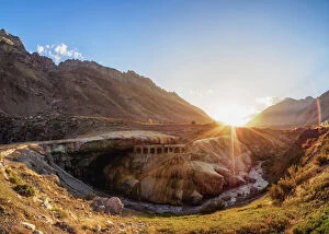Central Andes Collection: The Inca Bridge, sunset, Puente del Inca, Central Andes, Mendoza Province, Argentina