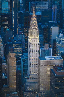 Vacations Collection: Manhattan, New York City, USA. Aerial view of the Chrysler Building at dusk