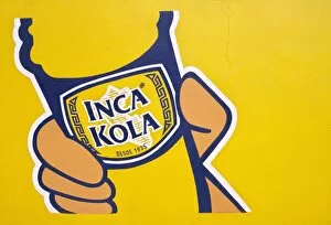La Libertad Metal Print Collection: A painted sign for Inca Kola