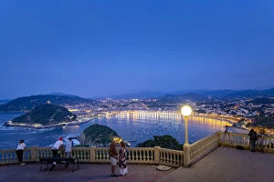 Beautiful Collection: San Sebastian (Donostia), view of the bay after sunset, from a high terrace
