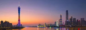 Contemporary art Framed Print Collection: Skyline of Tianhe at sunset, Guangzhou, Guangdong, China