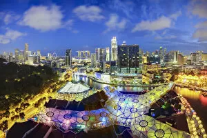 Marina Bay Collection: South East Asia, Singapore, Elevated view over the Entertainment district of Clarke Quay