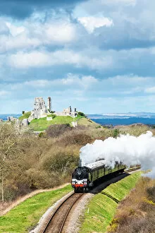 Related Images Photographic Print Collection: Steam train on the Swanage Railway, Corfe Castle, Dorset, England, UK