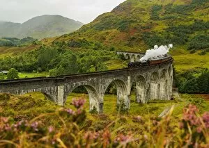 Inverness Canvas Print Collection: UK, Scotland, Highlands, Jacobite Steam Train crossing the Glenfinnan Viaduct
