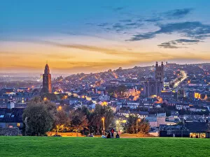 Landscape paintings Collection: View towards Shandon from Bell's Field at dusk, Patrick's Hill, Cork, County Cork, Ireland