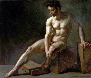 Jean-Baptiste Edouard Detaille Collection: Seated Male Nude - Jean Baptiste Edouard Detaille