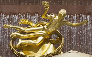 Tribute Collection: Prometheus statue, Rockefeller Center Plaza, Manhattan, New York City, New York, USA