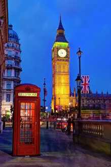 Union Jack Collection: London, Houses of Parliament, Big Ben and Telephone Box