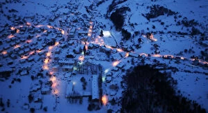 Bosnia Collection: An aerial view of the small eastern city of Kalinovik covered by snow during winter at