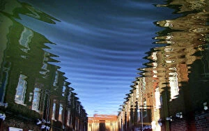United Kingdom Collection: COLENSO STREET IN YORK CREATES ABSTRACT PATTERNS AS IT IS REFLECTED IN FLOOD