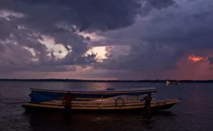 Manaus Fine Art Print Collection: The sun sets along the Maues Acu River, on the edge of the town of Maues