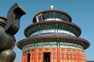 Temples Canvas Print Collection: China, Beijing, Temple of Heaven, Chinese Urn in the foreground