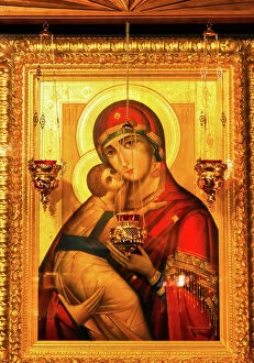 Cultural icons Poster Print Collection: Golden Saint Barbara Icon Basilica Saint Michael Monastery Cathedral Kiev Ukraine