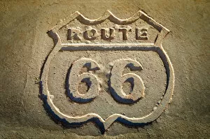 Artifacts Collection: Route 66 historic sign, Petrified Forest National Park, Arizona USA