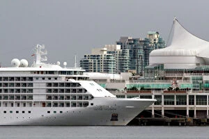 Cruise Ship Collection: Silversea Silver Shadow cruise ship docked at Port Vancouver in British Columbia, Canada