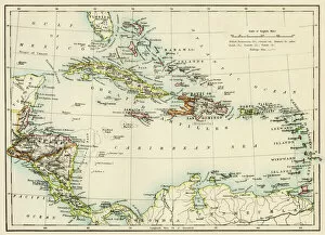 Maps Poster Print Collection: Caribbean islands, 1870s