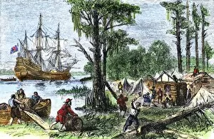 Ships and Boats Collection: Colonists arrival at Jamestown, Virginia, 1607