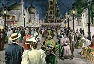 Sultan Collection: Crowds at the Chicago worlds fair at night