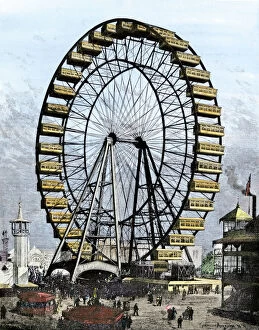 Amusement Park Collection: First Ferris wheel, Chicago Worlds Fair, 1893