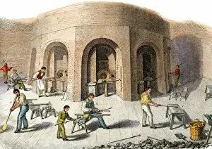 Child Collection: Glass factory workers in Britain, 1800s