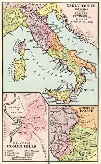 6 Dec 2011 Metal Print Collection: Maps of Italy in ancient times