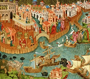 Italy Canvas Print Collection: Marco Polo leaving Venice, 1300s