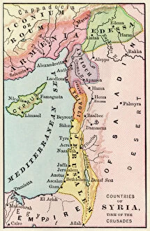 Maps Metal Print Collection: Mideast map during the Crusades