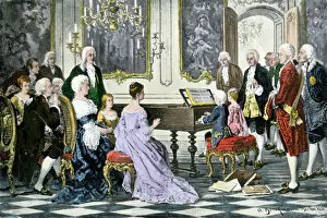 Music Fine Art Print Collection: Mozart and his sister playing for Empress Maria Theresa