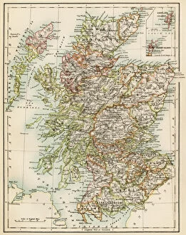 Maps Greetings Card Collection: Scotland map, 1870s