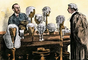 Fashion Metal Print Collection: Wigs for English lawyers, 1800s