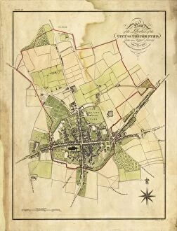 Chichester Framed Print Collection: Map Of Chichester, 1812