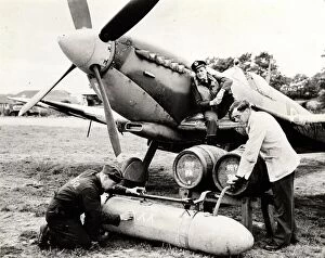 Military Collection: A modified auxiliary fuel tank being filled with beer, Bognor Regis, 1944