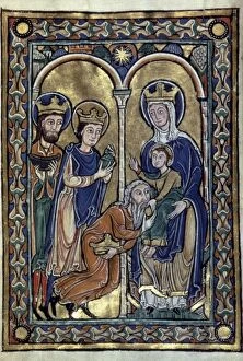 Royalty Metal Print Collection: ADORATION OF MAGI. Late 12th century or early 13th century French manuscript illumination