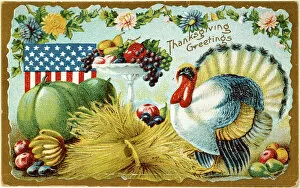 Fowl Collection: American Thanksgiving card, c1900