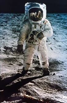 Technology Collection: APOLLO 11: BUZZ ALDRIN. Astronaut Edwin Buzz Aldrin standing on moon