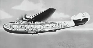 Airline Collection: Cutaway view of a Pan-American Clipper. Boeing 314, c1940
