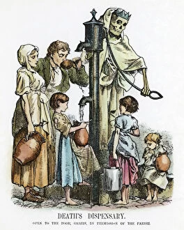 Pitcher Collection: Deaths Dispensary. An 1866 cartoon indicating water pollution as a source of disease