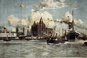 Dixon Collection: ENGLAND: MERSEY RIVER, 1928. The River Mersey, at Liverpool. Poster by Charles Dixon