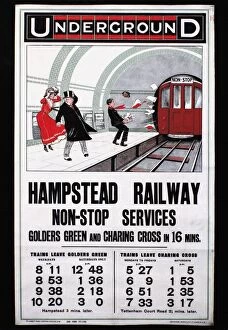 Journey Collection: English poster for Hampstead Railway Non-Stop Services, 1910